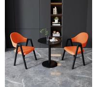 Juego de mesa de comedor redonda negra con 2 sillas para espacios pequeños, muebles modernos de cocina y comedor, elegante conjunto de mesa de negociación y silla
