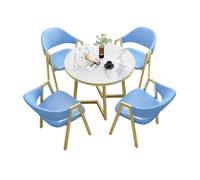 Juego de mesa de comedor redonda para 4 diseños atrevidos con panel de alta densidad y parte superior de mármol sintético, perfecto para áreas de recepción de oficina y comedores modernos