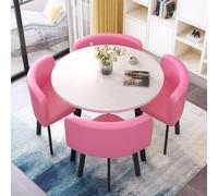 Juego de mesa de comedor redonda para 4 elegantes mesas de conferencias de cocina rosa para comedor y apartamento, paquete de muebles de 3 piezas