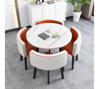 Juego de Mesa de Comedor Redonda para 4, Mesa de Conferencia Compacta, Moderna Mesa de Recepción para Sala de Reuniones, Ahorra Espacio(Orange White)