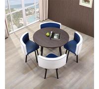 Juego de mesa de comedor redonda para cocina, barra de desayuno, juego de 5 piezas con 1 mesa redonda (80 x 75 cm) y 4 sillas, muebles modernos de comedor para conferencias