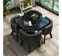 Juego de mesa de comedor redonda para cocina y barra de desayuno, juego de 5 piezas con 1 mesa redonda y 4 sillas, mesa de conferencia, 80 x 75 cm, diseño moderno y elegante