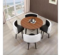 Juego de mesa de comedor redonda para cocina y barra de desayuno, juego de 5 piezas con 1 mesa redonda (80 x 75 cm) y 4 sillas, perfecto para comedor y conferencias