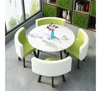 Juego de mesa de comedor redonda para cocina y barra de desayuno, juego de 5 piezas con 1 mesa redonda (80 x 75 cm) y 4 sillas, perfecto para comedor, conferencias y espacios pequeños