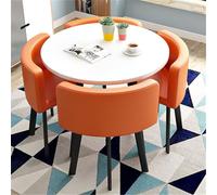 Juego de mesa de comedor redonda para cocina y barra de desayuno, muebles de comedor de 5 piezas, incluye 1 mesa redonda (80 x 75 cm) y 4 sillas, perfecto para conferencias y reuniones familiares