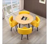 Juego de mesa de comedor redonda para cocina y desayuno, 5 piezas con 1 mesa redonda (80 x 75 cm) y 4 sillas, perfecto para conferencias y reuniones familiares