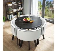 Juego de mesa de comedor redonda para cocina y desayuno, juego de 5 piezas con 1 mesa redonda (80 x 75 cm) y 4 sillas, perfecto para conferencias y comidas familiares