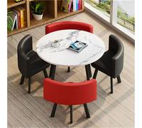 Juego de mesa de comedor redonda para cocina y desayuno, juego de 5 piezas con 1 mesa redonda (80 x 75 cm) y 4 sillas, perfecto para conferencias, espacios pequeños y decoración moderna