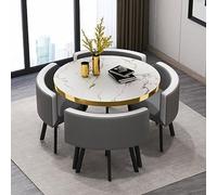 Juego de mesa de comedor redonda para cocina y desayuno, juego de 5 piezas con 1 mesa redonda y 4 sillas, ideal para conferencias o comedor, 80 x 75 cm