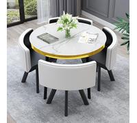 Juego de mesa de comedor redonda para cocina y desayuno, juego de 5 piezas con 1 mesa redonda y 4 sillas, mesa de conferencia, 80 x 75 cm, muebles elegantes y que ahorran espacio
