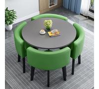 Juego de mesa de comedor redonda para cocina y mesa de conferencias de 4 a 90 cm, color negro, perfecto para cafeterías, oficinas, salones de belleza y áreas de recepción