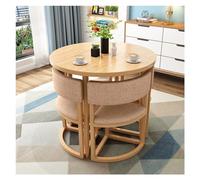 Juego de mesa de comedor redonda pequeña de 80 cm, color beige, mesas de conferencias y recepciones con sillas para el hogar, oficina, apartamento, balcón, salón de belleza y salas de reuniones