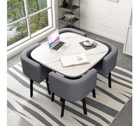 Juego de mesa de comedor redonda pequeña para té y café, 80 x 75 cm, mesa de desayuno de cocina con sillas, muebles de comedor redondos compactos para espacios pequeños