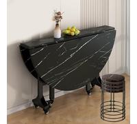 Juego de mesa de comedor redonda plegable con ruedas y taburetes, mesa de cocina móvil multifuncional para espacios pequeños