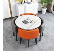 Juego de mesa de comedor redonda que ahorra espacio con 4 sillas, perfecto para espacios pequeños, oficina, recepción y club, fácil montaje, diseño moderno