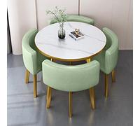 Juego de mesa de comedor redonda verde claro para 4 personas, elegante escritorio de recepción y muebles de salón para hoteles, cafeterías, bibliotecas, dormitorios y balcones, elegante combinación de