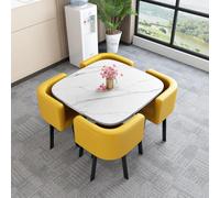 Juego de mesa de comedor redonda y cuadrada con 4 sillas. Elegante mesa de conferencia, perfecta para comedor, diseño compacto, 15,80 x 80 x 75 cm, muebles modernos para el hogar