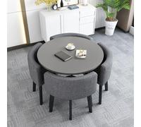Juego de mesa de comedor redonda y cuadrada con 4 sillas, mesa de conferencia, perfecta para cocina, 80 x 80 x 75 cm, muebles de comedor elegantes para hogares modernos
