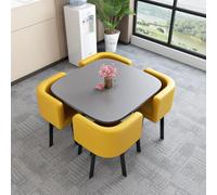 Juego de mesa de comedor redonda y cuadrada, mesa de conferencias con 4 sillas, 80 x 80 x 75 cm, perfecto para cocina y comedor, diseño moderno, juego de muebles elegantes