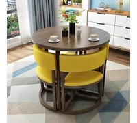 Juego de mesa de comedor redonda y silla para el hogar, oficina, sala de reuniones, mesa pequeña de picnic redonda de 80 cm con sillas amarillas, juego combinado de muebles de jardín para cocina