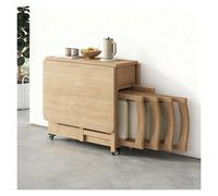 Juego de mesa de comedor retráctil de madera maciza para 4 personas con sillas plegables, diseño de hojas colgantes que ahorra espacio, piel de cocina para sala de estar y comedor