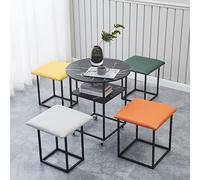 Juego de mesa de comedor y silla de reunión compacta, redonda/cuadrada para el hogar, balcón, área de ocio, oficina, recepción, negociación (color: negro)