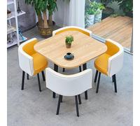 Juego de mesa de comedor y silla pequeña de 5 piezas para 4 personas, multifuncional para comedor en casa, café, recepción de oficina, sala de conferencias, redonda/cuadrada opcional