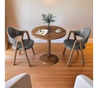 Juego de mesa de comedor y silla redonda de mediados de siglo para 2 personas, mesa circular pequeña con patas de metal resistentes, perfecto para decoración del hogar, cafetería y salón de belleza