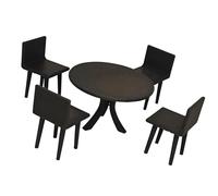Juego de mesa de comedor y sillas en miniatura a escala 1: 18 para casas de muñecas, accesorios y pantallas de modelos, muebles portátiles para muñecas
