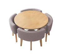 Juego de mesa de comedor y sillas redondas 4 Juego de mesa de centro moderna con cuatro sillas acolchadas Mesa de comedor redonda de mármol de cinco piezas adecuada para balcón, comedor y negoci