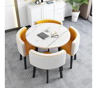 Juego de mesa de conferencia, escritorio de oficina de 5 piezas para recepción, comedor y biblioteca, diseño compacto elegante para reuniones y trabajo colaborativo