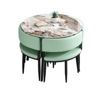 Juego de Mesa de Conferencia Redonda Moderna con 4 sillas de Cuero sintético: Elegante combinación para recepción de Oficina y Comedor, Ideal para el hogar, Hotel, salón de té o cafetería.