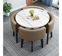 Juego de mesa de conferencias con 4 sillas | Mesa de reunión redonda para oficina, recepción, cocina | Perfecto para negociaciones y comedor | Diseño simple