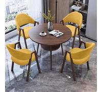 Juego de mesa de conferencias con sillas, pequeña mesa redonda para sala de reuniones para oficina, cocina o comedor, diseño de doble capa para uso comercial y café