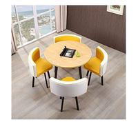 Juego de mesa de conferencias de oficina, pequeña mesa redonda de recepción de negocios con 4 sillas, muebles elegantes para reuniones de negociación, disponibles en azul y amarillo, ideal para uso en