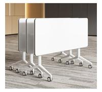 Juego de mesa de conferencias plegable con ruedas, diseño de tapa abatible, mesa de reunión de oficina móvil para 4-6 personas, versátil entrenamiento y uso en el aula, portátil y ahorra espacio