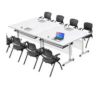 Juego de mesa de conferencias plegable, mesas de reunión modernas con deflector de privacidad y ruedas, ideal para oficinas, salas de entrenamiento y aulas, 4 piezas, 120 x 50 x 75 cm