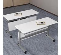 Juego de mesa de conferencias plegable portátil con ruedas bloqueables, estación de trabajo rectangular multifuncional para reuniones, 2 unidades (140 x 50 x 75 cm)