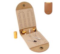 Juego de Mesa de Cribbage, Minitablero de Cribbage de PU Portátil Plegable de 2 Pistas para Viajes con 4 Clavijas de Metal y 1 Ranura de Almacenamiento Ideal para Familiares y Amigos
