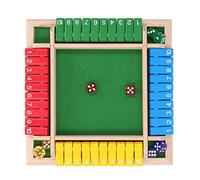 Juego de Mesa de Dados Matemáticos de Madera, Exquisito Juego de 4 Jugadores para Fiesta en Casa, Pub, Adultos y Niños (Fondo Verde)