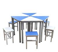 Juego de mesa de enseñanza hexagonal, escritorio de aprendizaje interactivo con sillas para educación escolar y entrenamiento práctico