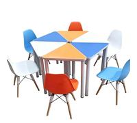 Juego de mesa de enseñanza hexagonal, escritorio de aprendizaje interactivo con sillas para educación escolar y entrenamiento práctico