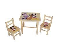 Juego de Mesa de Madera con 2 sillas para Dormitorio Infantil. M10. Gran Idea de Regalo. Viene en Pino con diseño a Mano.