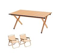 Juego de mesa de picnic plegable con 6 sillas, mesa de comedor portátil al aire libre para playa y camping, incluye bolsa de almacenamiento, 150 cm, diseño negro