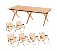 Juego de mesa de picnic plegable con 6 sillas y bolsa de almacenamiento, diseño portátil de 150 cm para uso al aire libre, playa, camping y balcón