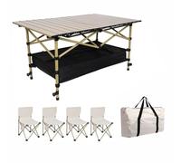 Juego de mesa de picnic plegable portátil con sillas, mesa y asientos familiares ligeros de acero al carbono, incluye bolsa de almacenamiento y bolsa de red para acampar al aire libre, barbacoa y