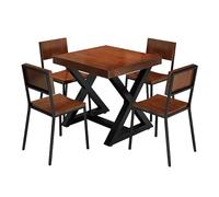 Juego de mesa de reunión para 2-4 personas, mesa de comedor de madera maciza de 3/5 piezas con marco de metal, comedor que ahorra espacio para cocina, comedor y rincón de desayuno