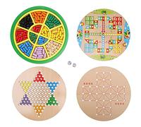 Juego de Mesa de Rompecabezas de Sudoku de Madera 5 en 1, Rompecabezas de Escritorio Multifuncional, Juguete Educativo para niños con Damas, ajedrez Volador, gobang, Nobles