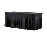Juego de mesa de skirt - 6 pies - Color negro pleated Halloween Desk Skirts Elegant Fabric Design, Easy Attach, Party Table Cover Skirt | Buffet Tables Decor for Wedding Birthday Banquet