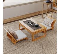 Juego de mesa de té japonesa con asientos, mesa de suelo de madera tallada tradicional para meditación y ceremonia de té